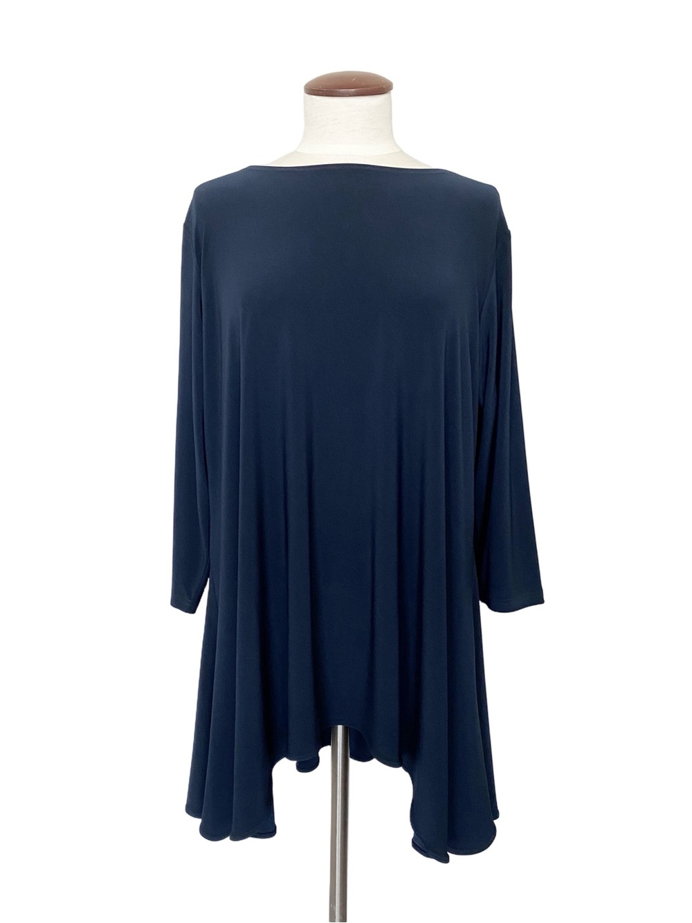 Sympli Jersey Tunic Top 3/4 Sleeve Navy Stretch Size 18